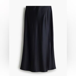 Satin Midi Slip Skirt - Navy